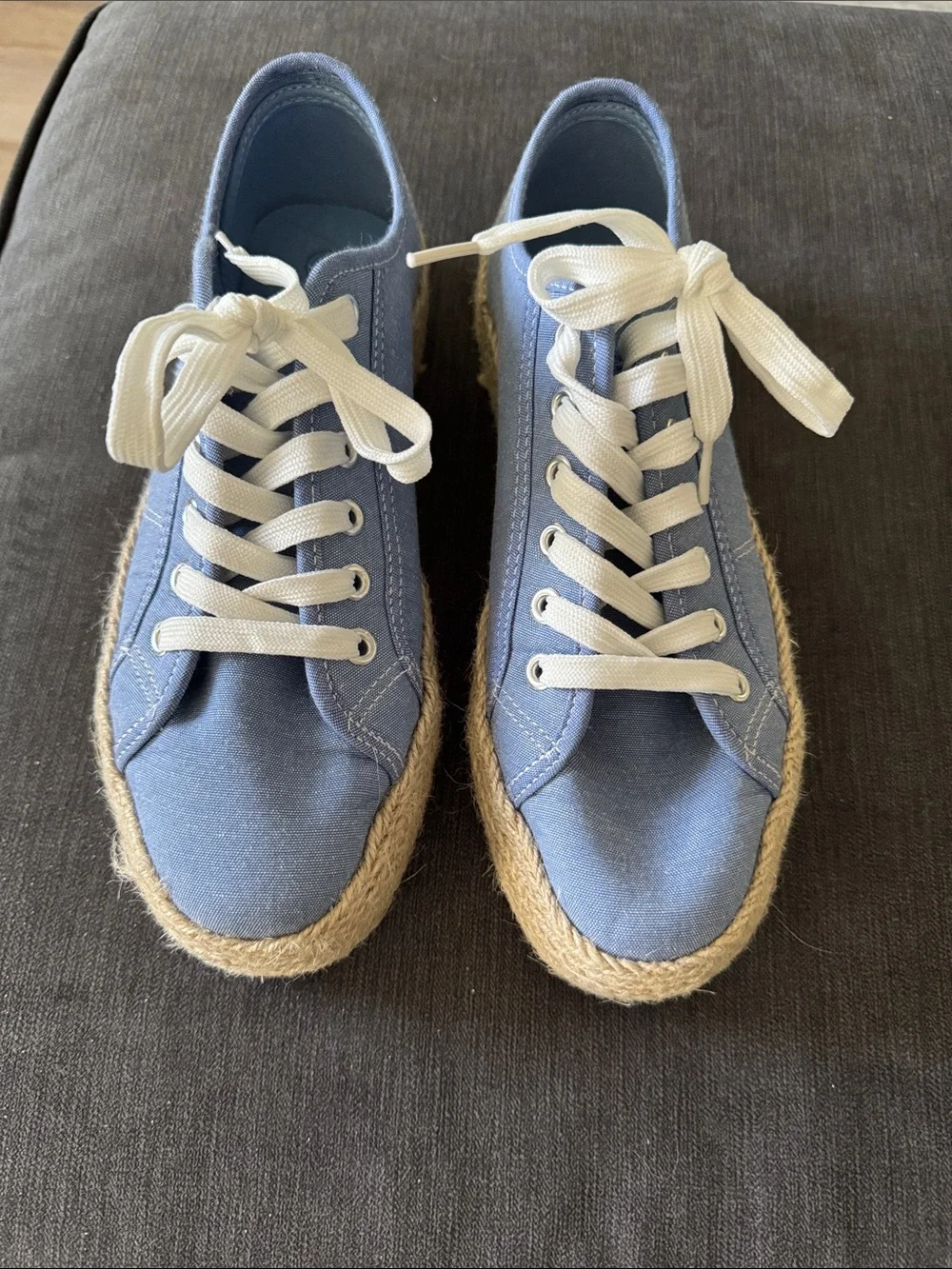 Serra Light Blue Canvas Espadrille Lace-Up Sneakers